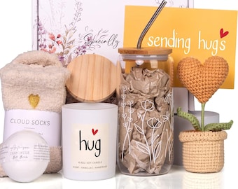 Get Well Care Package: Lavender Candle, Cozy Socks & Crochet Heart Gift