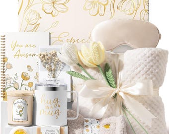 Self Care Gift Basket for Women, Get Well Soon Spa Set, Cozy Blanket, Tumbler