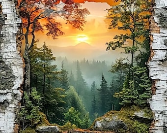 5D Forest Landscape Diamond Painting Kit, DIY Dot Gem Art