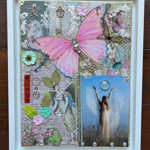 Mixed media artwork, collage canvas, collage art, handmade