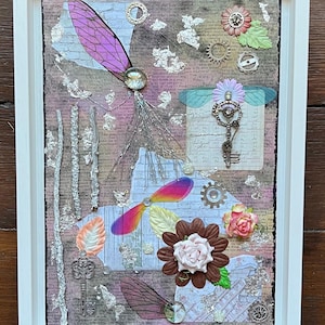 Mixed media collage, collage art, handmade, fairy artwork