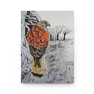 Red Tail Hawk art Hardcover Journal Matte/ birds of prey lover gifts/ falconery gifts/ Art by K&#39;shia/ birdwatcher gifts