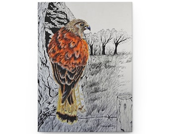 Diario de tapa dura con diseño de halcón de cola roja: regalo para observadores de aves