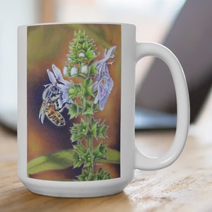 Honey bee art Ceramic Mug/ Bee lover gifts/ save the bees/ Art by K&#39;shia/ nature gifts/ Gifts for her