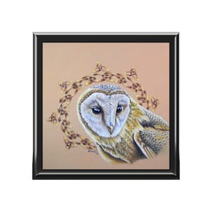 Barn owl art celtic spirit animal keepsake trinket Jewelry Box/ Owl lover gifts/ Northwoods themed décor/Art by k&#39;shia