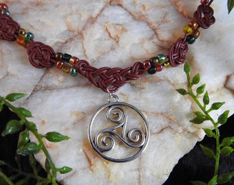 Ancient triskelion spiral Viking necklace