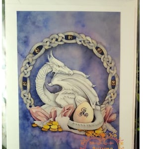 Dragon greeting card/ mother of dragons/fantasy art/fanart/Celtic knot/blank inside notecard- artwork by K&#39;shia