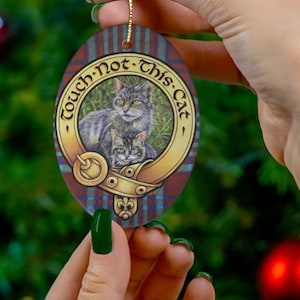 Clan MacGillivray crest Scottish wildcat Ceramic Ornament car charm, 1-Pack, Scottish highland, Highland tiger, Scottish tartan, Scottish