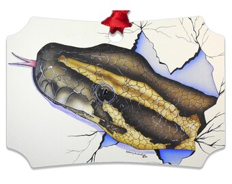 ボールパイソンアートメタルオーナメント - 車用チャーム/爬虫類愛好家へのギフト/K'Shiaによるアート/ヘビギフト/男性へのギフト