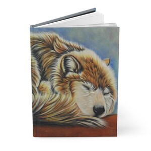 Sleeping tundra wolf Hardcover Journal Matte/ Wolf lover gifts/ Art by K&#39;shia/ wolf spirit animal art/ wolf lover gifts