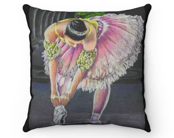 Ballerina Pillow-square/ Ballerina art by K'shia/ Ballet gifts/ Ballerina Gifts for girls / Ballet Dancer gifts/ Girls bedroom decor