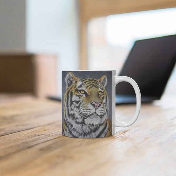 Tiger coffee Mug-Ceramic/Big cat mug/ exotic mug/ Tiger lover gifts/ Tiger art by K'shia/