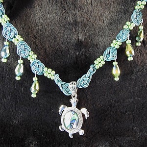 Abalone sea turtle leather celtic necklace/ Sea Turtle gifts/ Sea Turtle lover gifts/ Marine animal gifts/ Nature lover gifts/ Gifts for her
