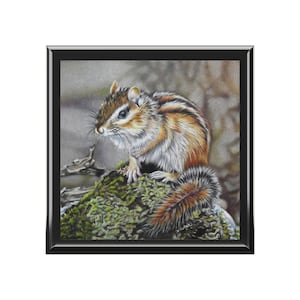 Chipmunk art keepsake gingillo Jewelry Box / chipmunk art / chipmunk lover gifts / Art by K'shia / nature lover gifts / forest animals