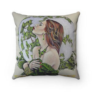 Celtic moon goddess art Boho Square throw Pillow/ Art by K&#39;shia/ home decor pillows/ new age decor/ solstice