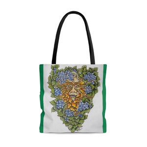 Greenman Jack of the greens Tote Bag/ wiccan gifts/ pagan gifts/ Art by K&#39;shia/ book lover gifts/ spirit of the forest