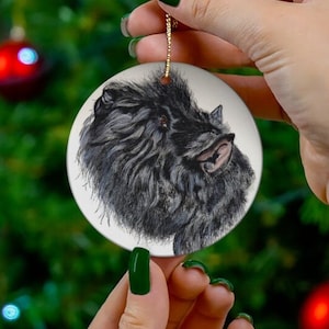 Bouvier des Flandres aquarel auto charme-Keramische Ornamenten / Hond liefhebber geschenken / dierenliefhebber geschenken / Bouvier geschenken / Kunst door K&#39;shia / hond ornament