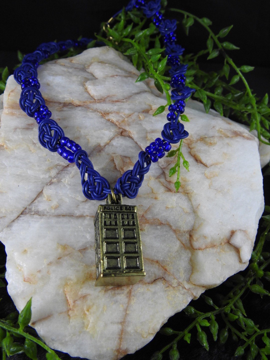 Police Box Pendant Necklace - Tardis Blue Leather, Celtic Knot - Etsy