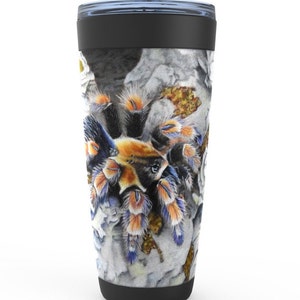 Mexican Red Knee Tarantula 20oz  Coffee Travel Tumblers/ Tarantula Gifts/ Gifts For Him/ Spider Gifts/ Art By K&#39;Shia/  Tarantula Art