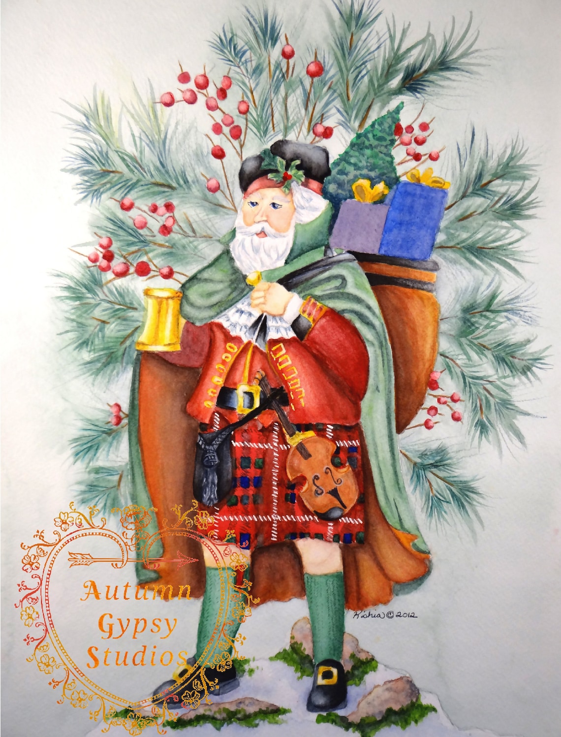 Clan Fraser Santa Greeting card Scottish christmas card/ Etsy.de