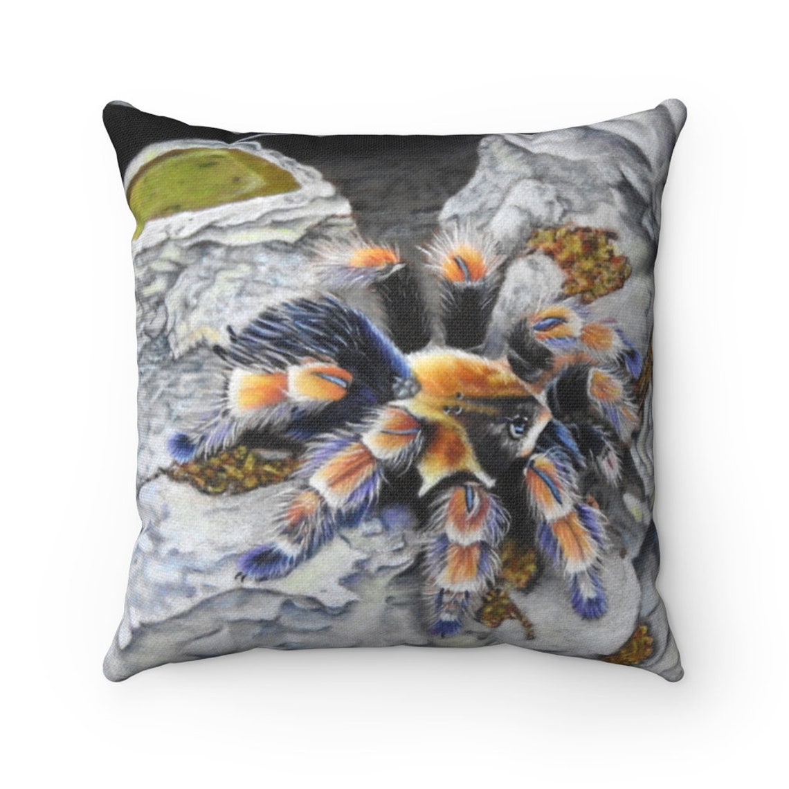 Mexican Red Knee Tarantula Throw Pillow Square/ Tarantula Lover Gifts