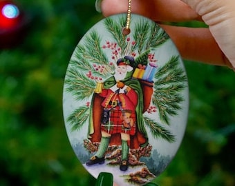 Clan MacAulay Scottish santa Ornaments/ Clan MacAulay gifts/ Scottish ornaments/Art by K"shia/ Scottish gifts /  MacAulay tartan