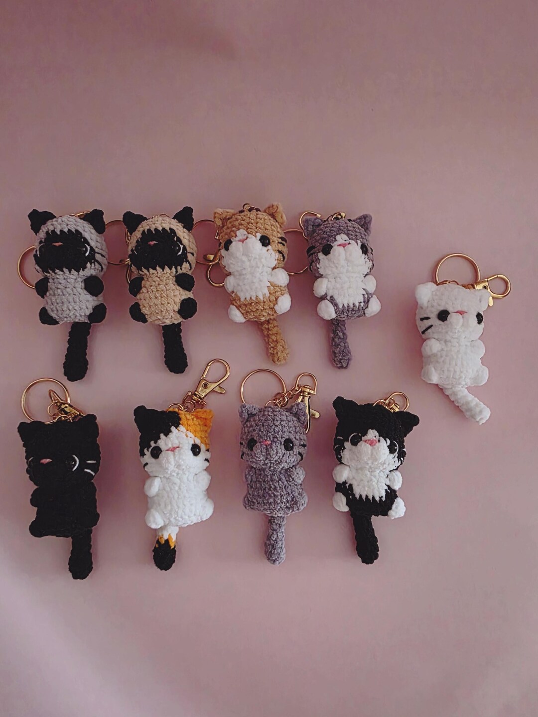 Crochet Cat Keychain – Handmade Amigurumi Kitty Bag Charm, Cute Plush ...