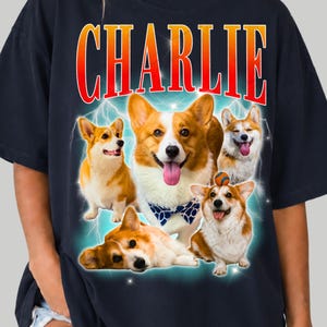 Anpassad t-shirt för husdjur, personlig hund- eller kattfototröja, vintage 90-tals bootleg-tröja för husdjursporträtt, personlig hundtröja, present till husdjursälskare