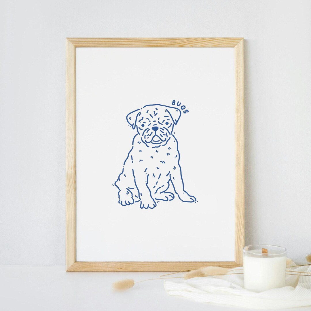 Dog Outline Drawing From Photo Custom Dog Line Art Ugly Portrait Pet ...