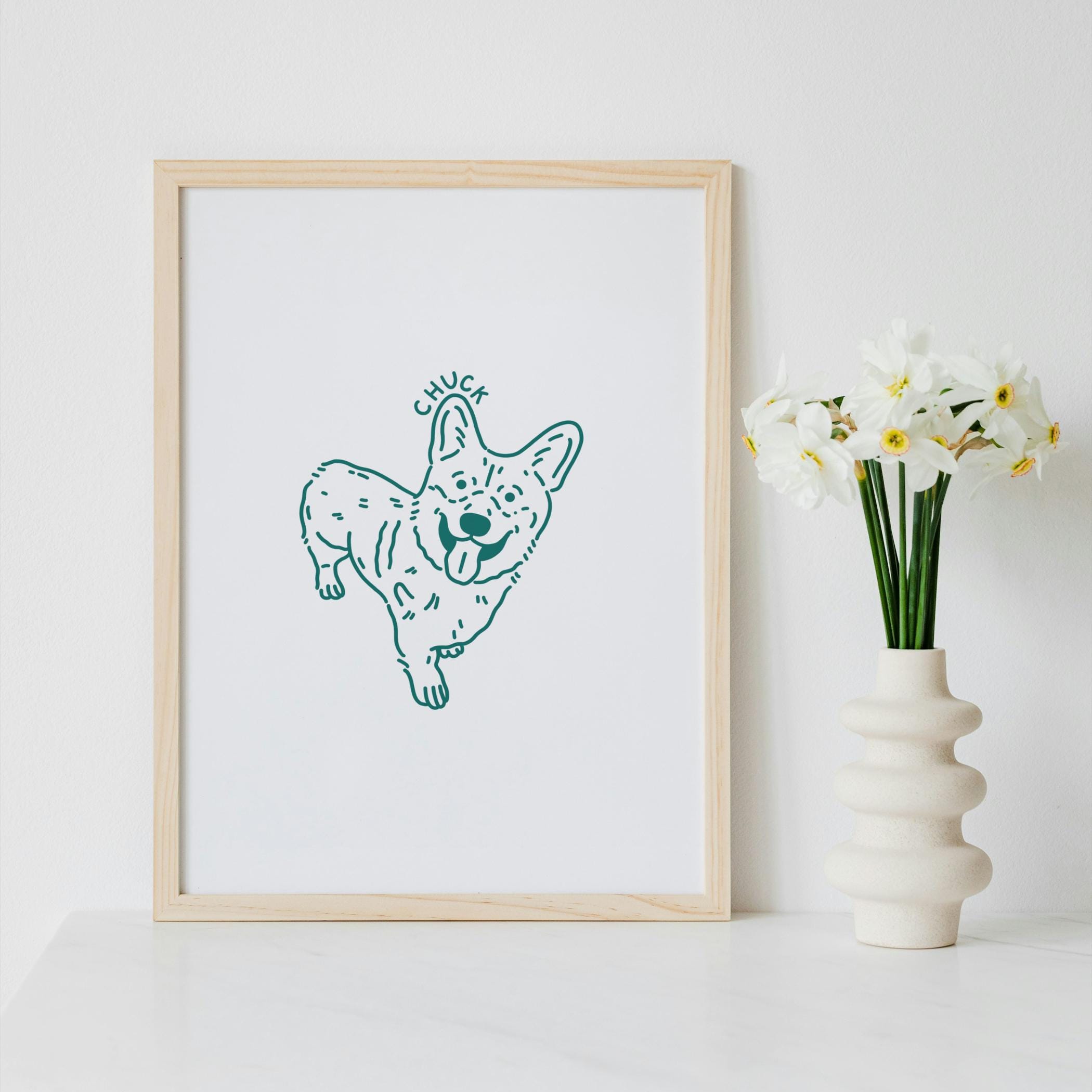 Dog Outline Drawing From Photo Custom Dog Line Art Ugly Portrait Pet ...