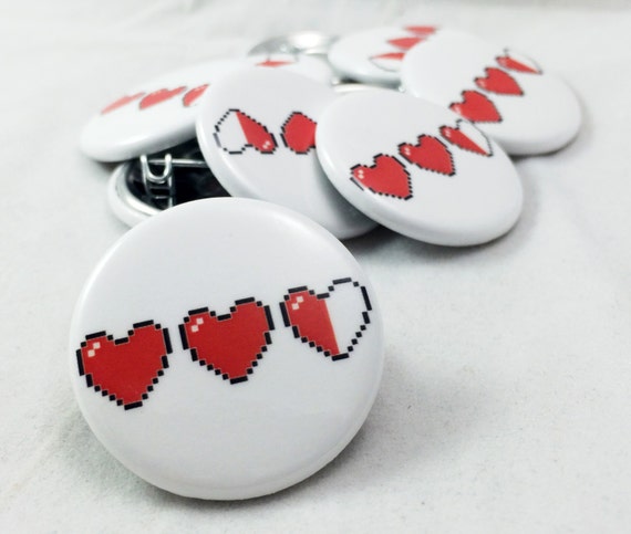 Heart Heart Pin Heart Button Pixel Heart Pixel Zelda Etsy