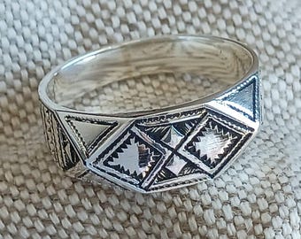 Tuareg ring in solid silver, handmade, size FR 66/67/68/69