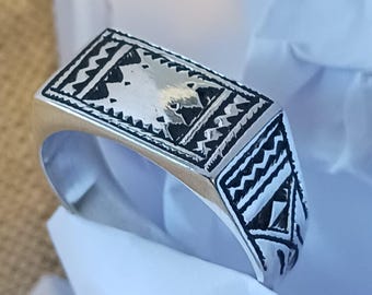 トゥアレグ族の純銀製リング - 調節可能なオープンリング