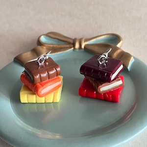 Book Stack Earrings | Polymer Clay Earrings