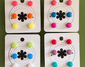 Colorful Micro Stud Sets | Polymer Clay Earrings