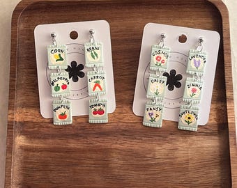 Pendientes colgantes con forma de paquete de semillas / Pendientes de arcilla polimérica