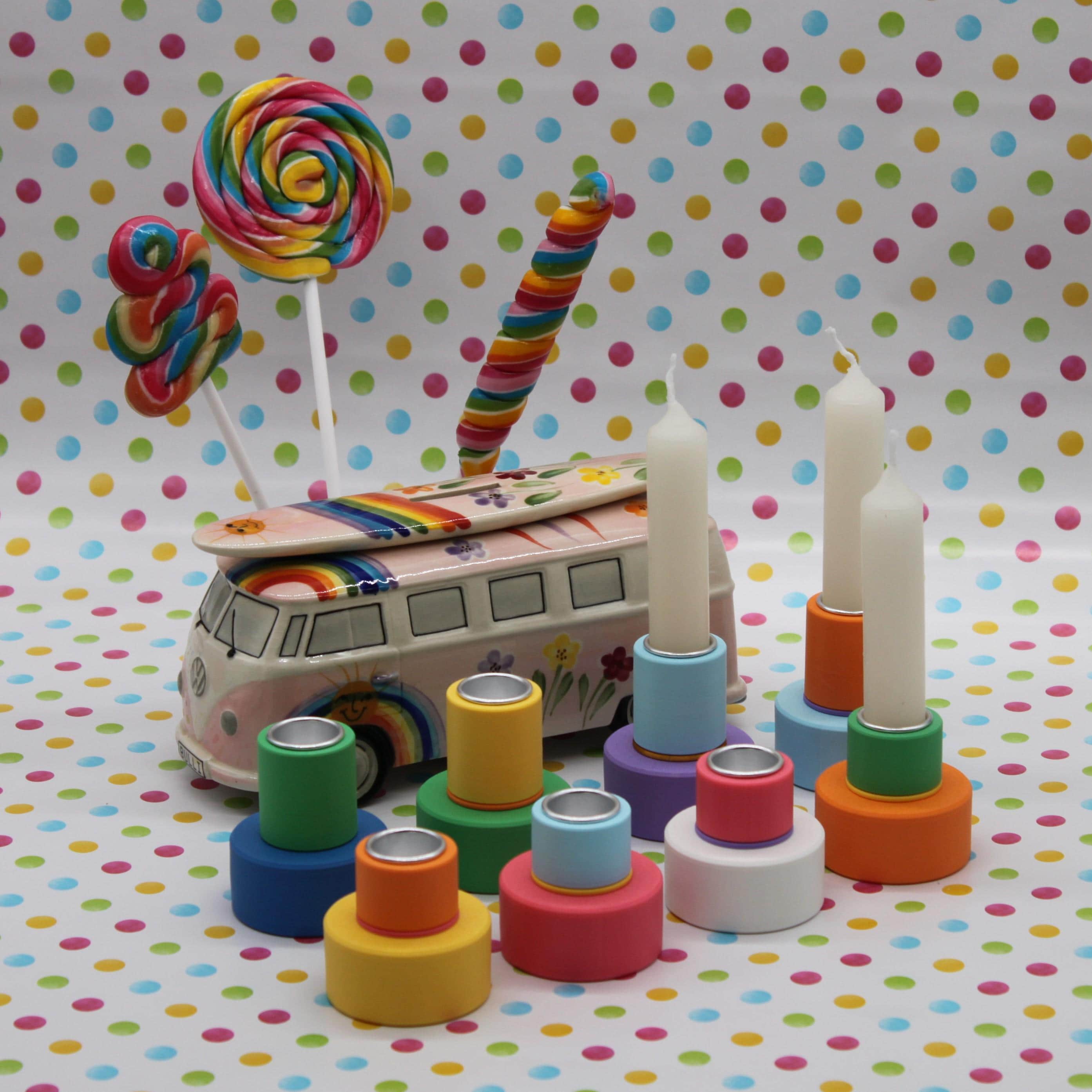 Candle holder colorful and modular Color Blocking Midi, candle holder colorful for taper candles, gift idea, dip dye candles, birthday