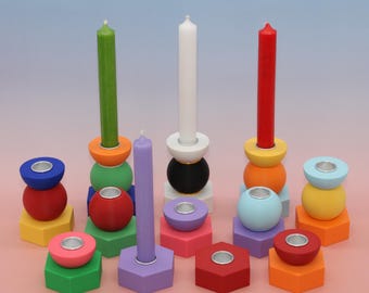 Candle holder, candlestick, decoration, colorful, modern, ambience, table decoration, sideboard, relaxation, beautiful living, atmosphere