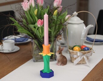 candlestick, candle holder, Easter decoration, spring, festive table