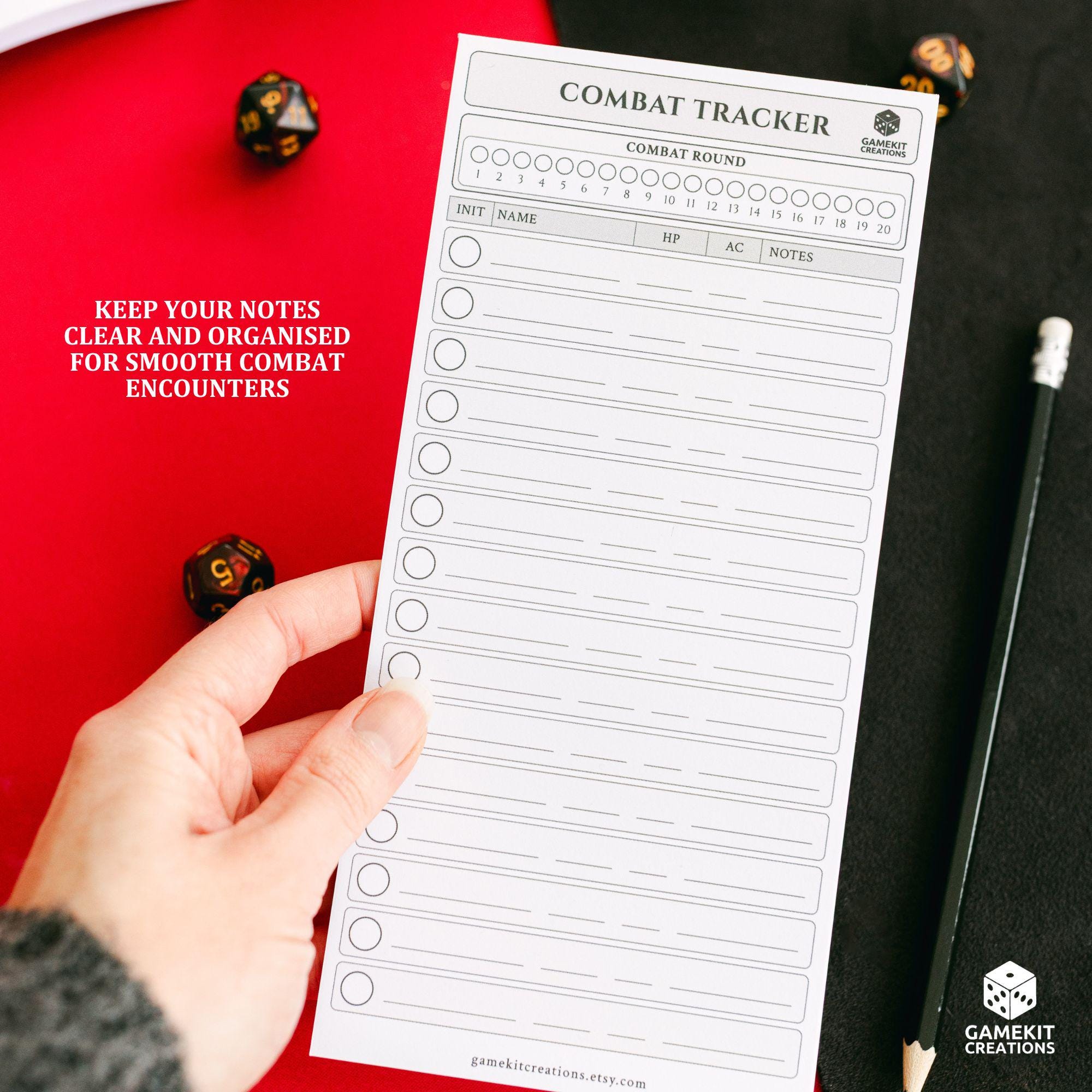 RPG Combat Tracker Notepad Large DL Size – Combat and Initiative ...