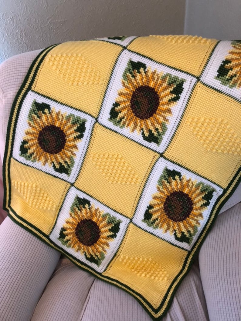 Crochet Baby Blanket Baby Blanket Crochet Sunflower Baby | Etsy
