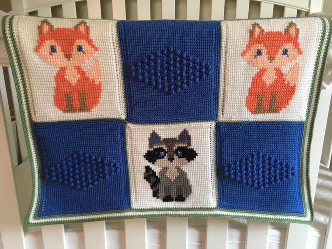 Fox Baby Blanket Raccoon Baby Blanket Woodland Animals Baby Etsy