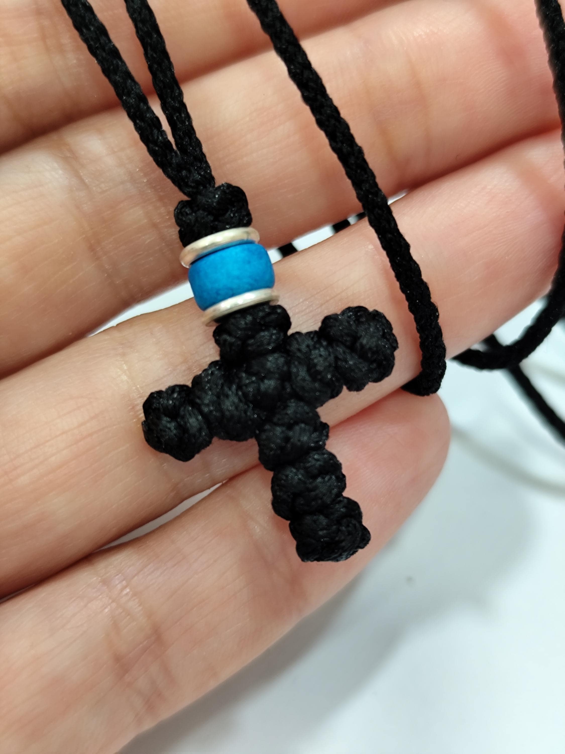 Wooven Orthodox Cross Necklace, Black Cross - Etsy