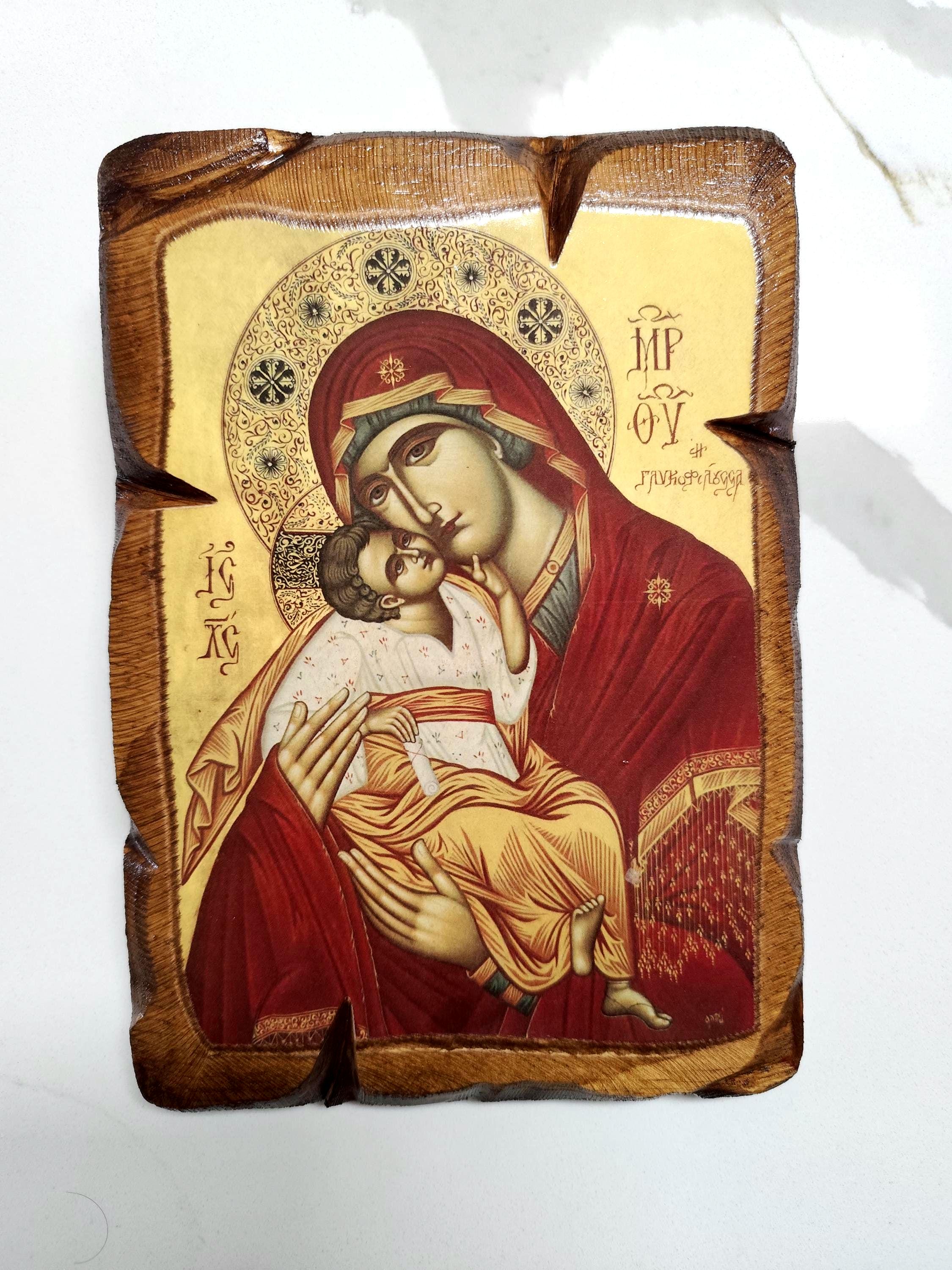 Christian Icons Virgin Mary Sweet Kissing Greek Orthodox Icon ...