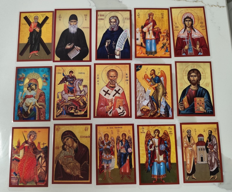 Religious Icon Card Orthodox Christian Icon: Byzantine Saints Prayer Cards - Set of 6 ...