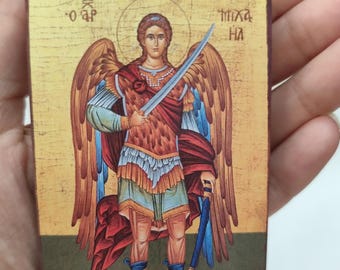 Icône Archange Michel – Icône chrétienne orthodoxe faite main sur bois | Art byzantin