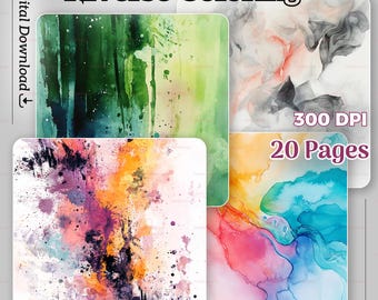 Páginas para colorear abstractas de acuarela, 20 diseños (descarga digital)
