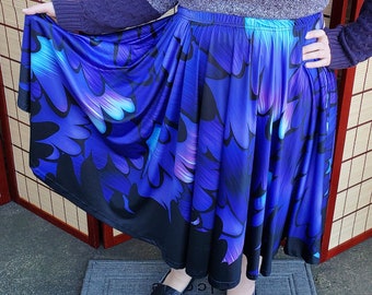 Raven Wings Midi Skirt With POCKETS | Raven Queen Mother of Ravens Howl's Moving Castle Goth Streetwear | One Size and Plus Size