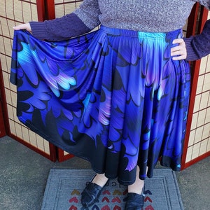 Raven Wings Midi Skirt With POCKETS | Raven Queen Mother of Ravens Howl's Moving Castle Goth Streetwear | One Size and Plus Size