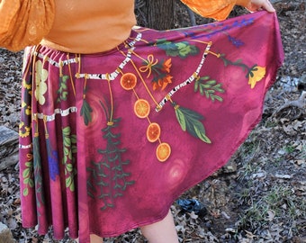 Drying Herbs Midi Skirt With Pockets | Cottagecore Cottage Forest Witch Fashion | One Size and Plus Size